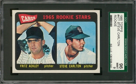 1965 Topps #477 Steve Carlton Rookie Card – SGC 96 MINT 9